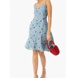 Tuckernuck Blue Linen Dress Dragon Fleur Iris Fit and Flare Dress Size Large